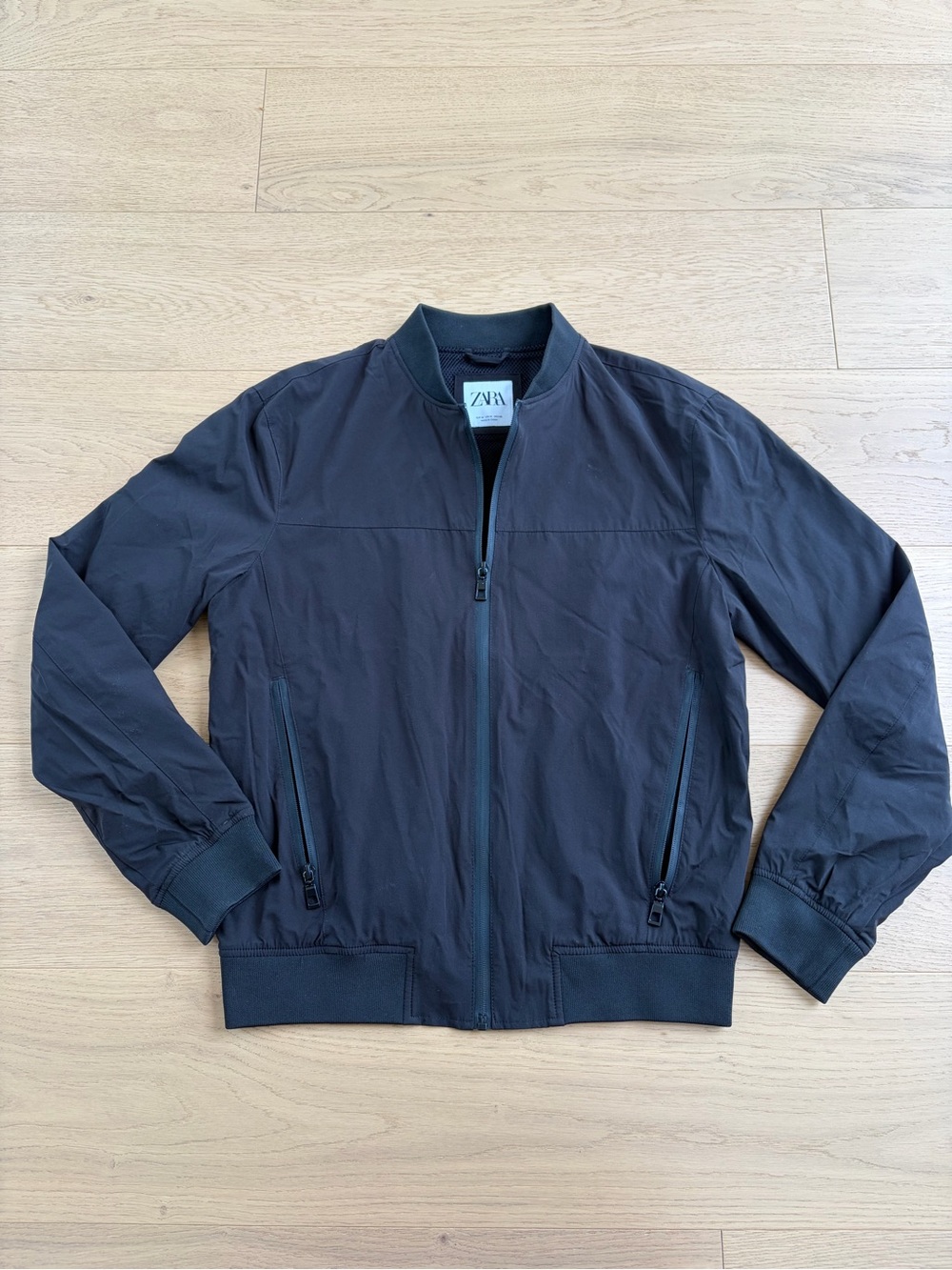 Zara Men's Dark Black Bomber Jacket